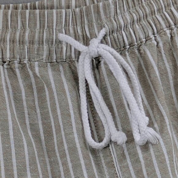 Beach Lunch Lounge Capri Pull On Womens Small Linen Blend Crop Tan Striped - Picture 4 of 11